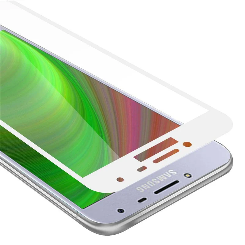 Cadorabo Vollbild Panzer Folie kompatibel mit Samsung Galaxy J4 2018 - Schutzfolie Gehärtetes (Tempered) Display-Schutzglas in 9H Härte mit 3D Touch