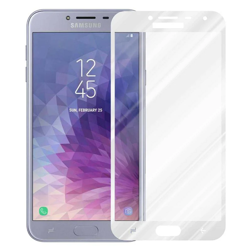 Cadorabo Vollbild Panzer Folie kompatibel mit Samsung Galaxy J4 2018 - Schutzfolie Gehärtetes (Tempered) Display-Schutzglas in 9H Härte mit 3D Touch