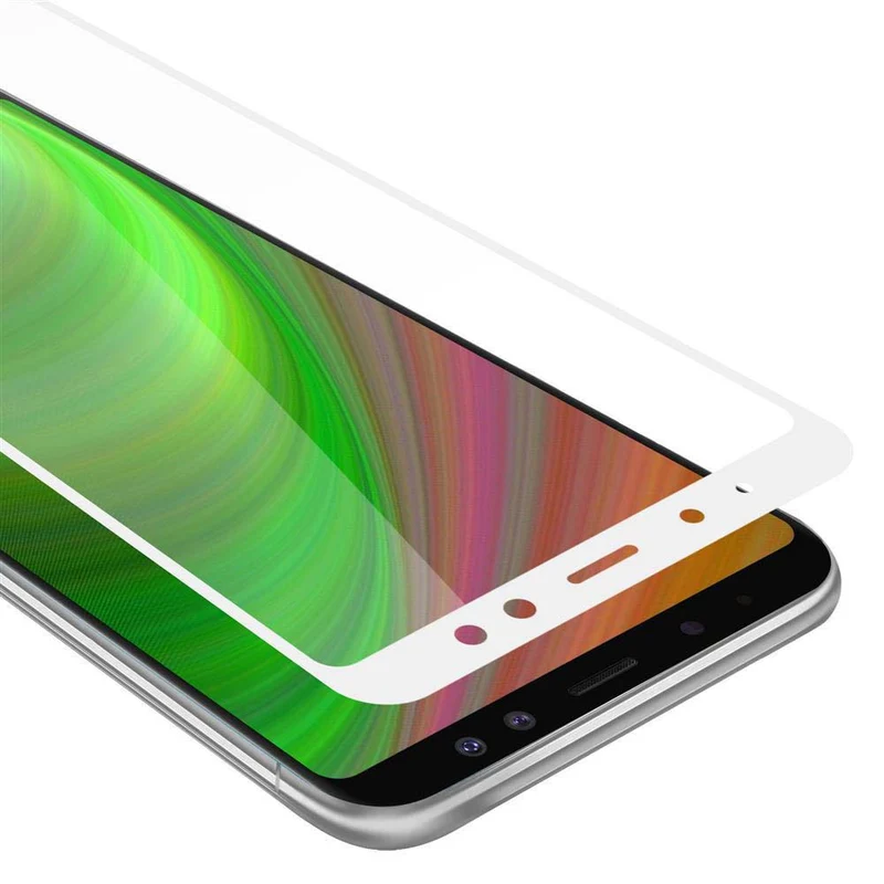 Cadorabo Vollbild Panzer Folie kompatibel mit Samsung Galaxy A8 2018 - Schutzfolie Gehärtetes (Tempered) Display-Schutzglas in 9H Härte mit 3D Touch