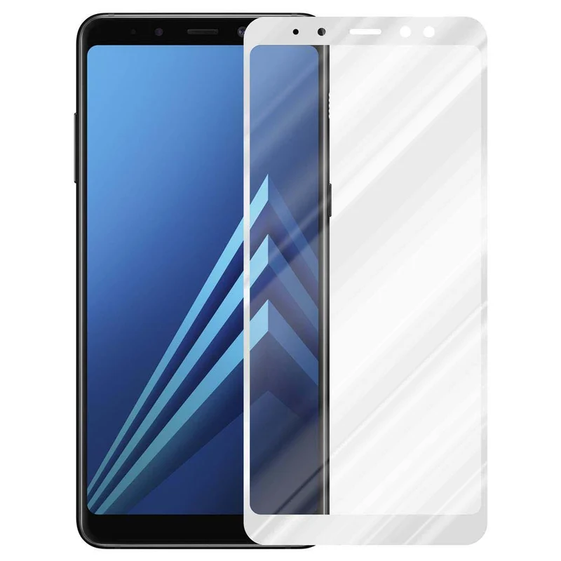 Cadorabo Vollbild Panzer Folie kompatibel mit Samsung Galaxy A8 2018 - Schutzfolie Gehärtetes (Tempered) Display-Schutzglas in 9H Härte mit 3D Touch