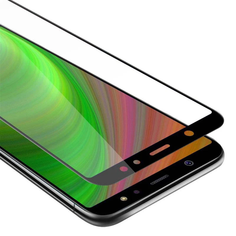 Cadorabo Vollbild Panzer Folie kompatibel mit Samsung Galaxy A6 2018 - Schutzfolie Gehärtetes (Tempered) Display-Schutzglas in 9H Härte mit 3D Touch