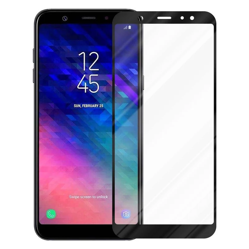 Cadorabo Vollbild Panzer Folie kompatibel mit Samsung Galaxy A6 2018 - Schutzfolie Gehärtetes (Tempered) Display-Schutzglas in 9H Härte mit 3D Touch