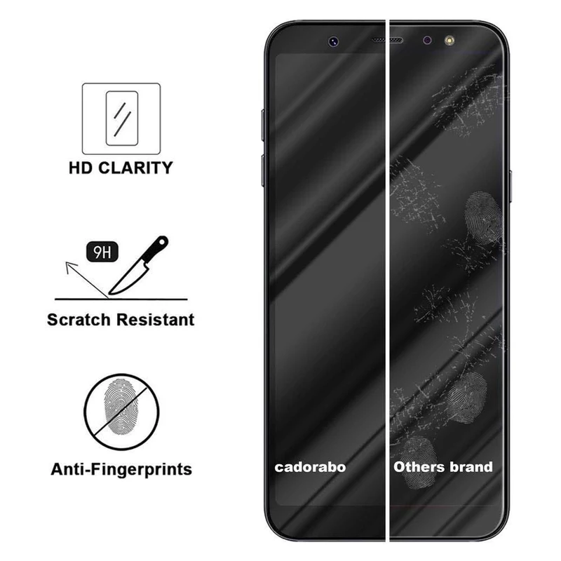 Cadorabo Vollbild Panzer Folie kompatibel mit Samsung Galaxy A6 2018 - Schutzfolie Gehärtetes (Tempered) Display-Schutzglas in 9H Härte mit 3D Touch