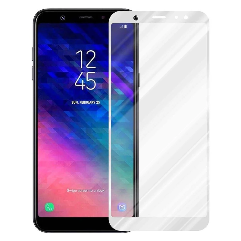 Cadorabo Vollbild Panzer Folie kompatibel mit Samsung Galaxy A6 2018 - Schutzfolie Gehärtetes (Tempered) Display-Schutzglas in 9H Härte mit 3D Touch