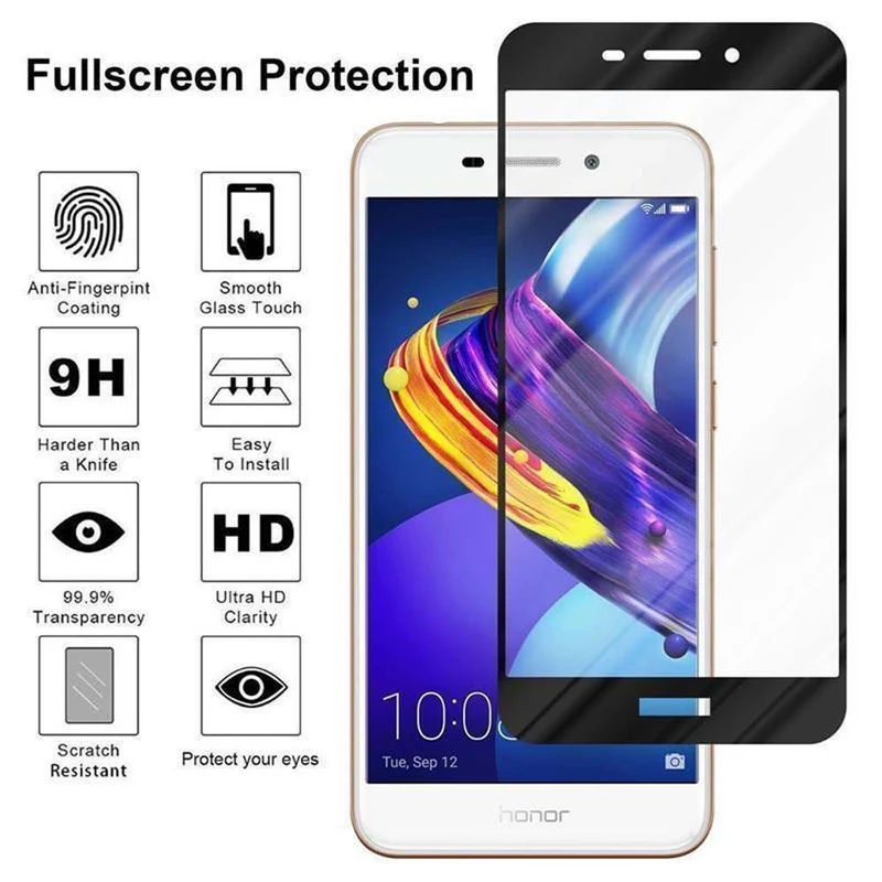 Cadorabo Vollbild Panzer Folie kompatibel mit Honor 6C PRO - Schutzfolie Gehärtetes (Tempered) Display-Schutzglas in 9H Härte mit 3D Touch