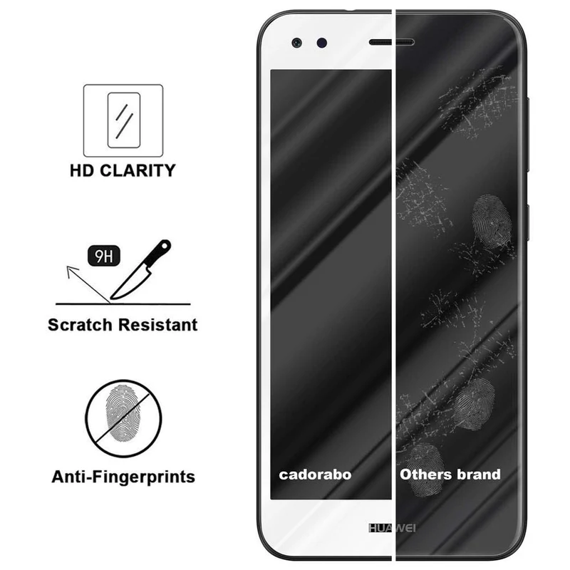 Cadorabo Vollbild Panzer Folie kompatibel mit Huawei Y6 PRO 2017 - Schutzfolie Gehärtetes (Tempered) Display-Schutzglas in 9H Härte mit 3D Touch