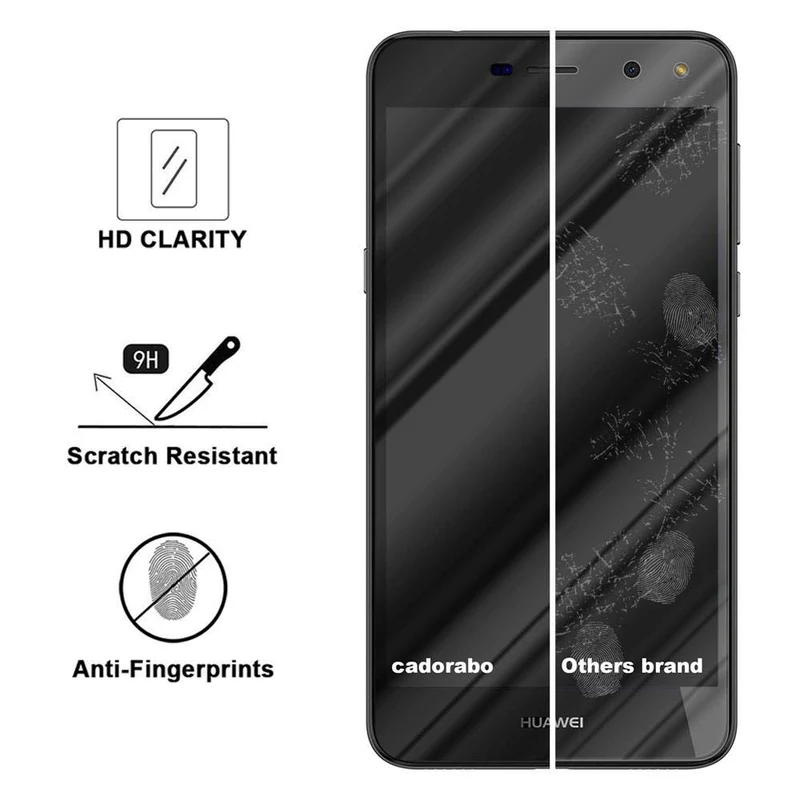 Cadorabo Vollbild Panzer Folie kompatibel mit Huawei Y5 2017 / Y6 2017 - Schutzfolie Gehärtetes (Tempered) Display-Schutzglas in 9H Härte mit 3D Touch