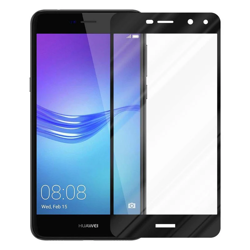 Cadorabo Vollbild Panzer Folie kompatibel mit Huawei Y5 2017 / Y6 2017 - Schutzfolie Gehärtetes (Tempered) Display-Schutzglas in 9H Härte mit 3D Touch