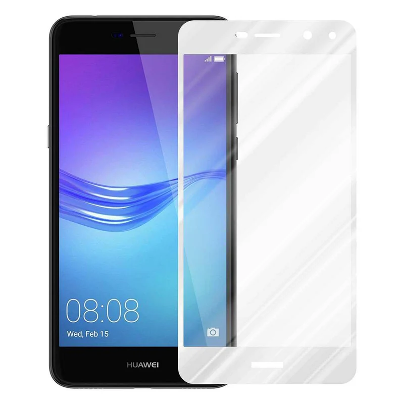 Cadorabo Vollbild Panzer Folie kompatibel mit Huawei Y5 2017 / Y6 2017 - Schutzfolie Gehärtetes (Tempered) Display-Schutzglas in 9H Härte mit 3D Touch