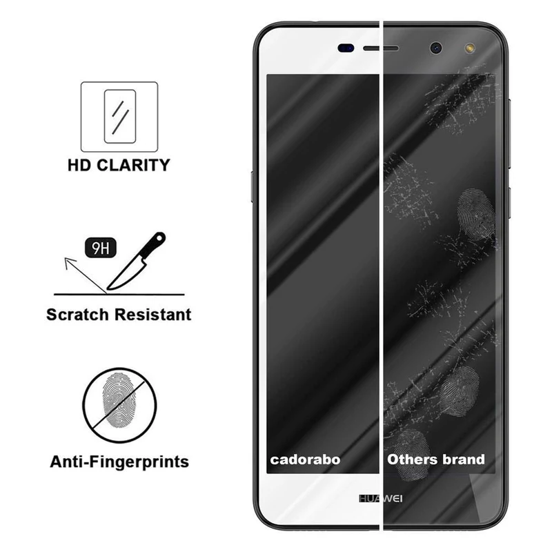 Cadorabo Vollbild Panzer Folie kompatibel mit Huawei Y5 2017 / Y6 2017 - Schutzfolie Gehärtetes (Tempered) Display-Schutzglas in 9H Härte mit 3D Touch
