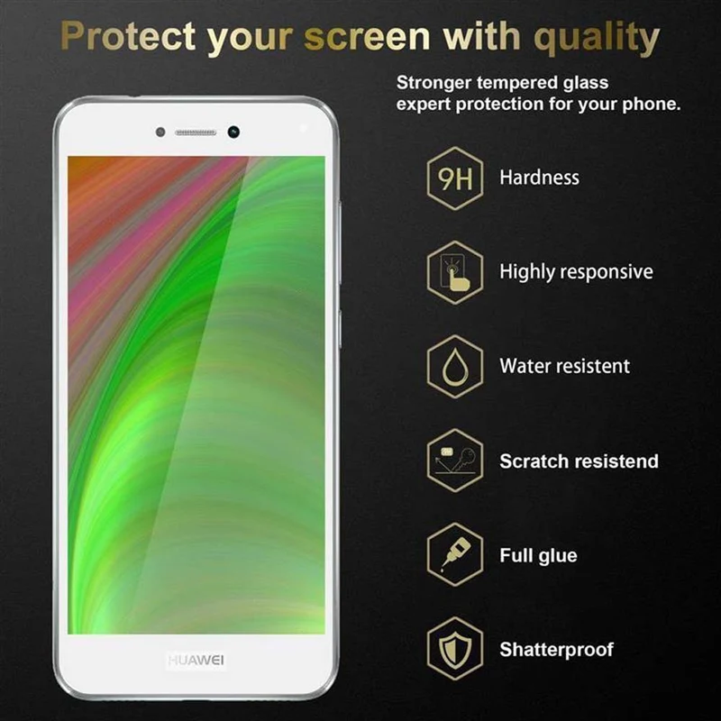 Cadorabo Vollbild Panzer Folie kompatibel mit Huawei P8 LITE 2017 / P9 LITE 2017 - Schutzfolie Gehärtetes (Tempered) Display-Schutzglas in 9H Härte mit 3D Touch