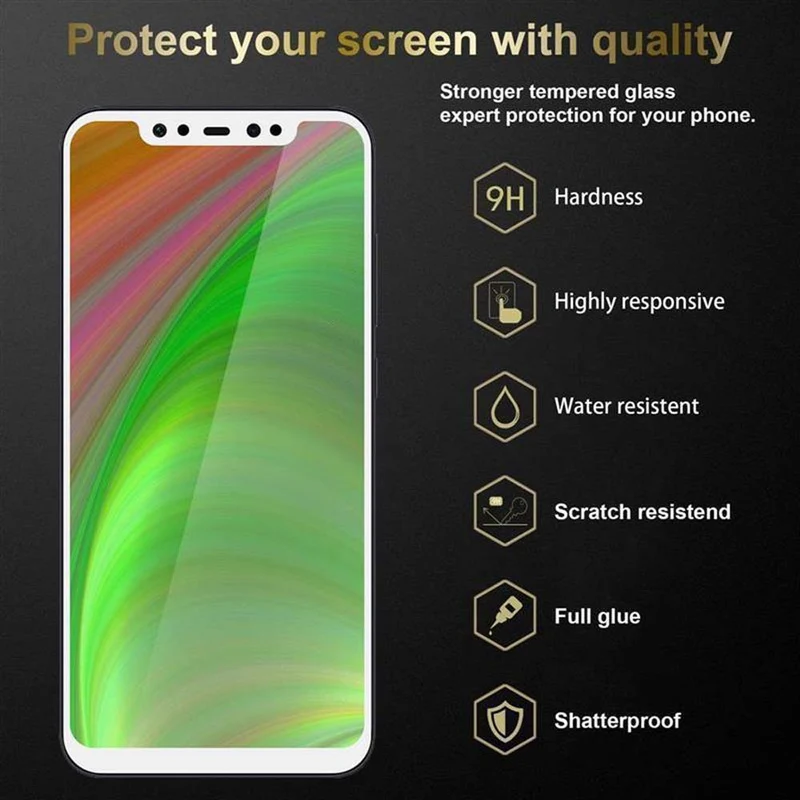 Cadorabo Vollbild Panzer Folie kompatibel mit Xiaomi Mi 8 - Schutzfolie Gehärtetes (Tempered) Display-Schutzglas in 9H Härte mit 3D Touch