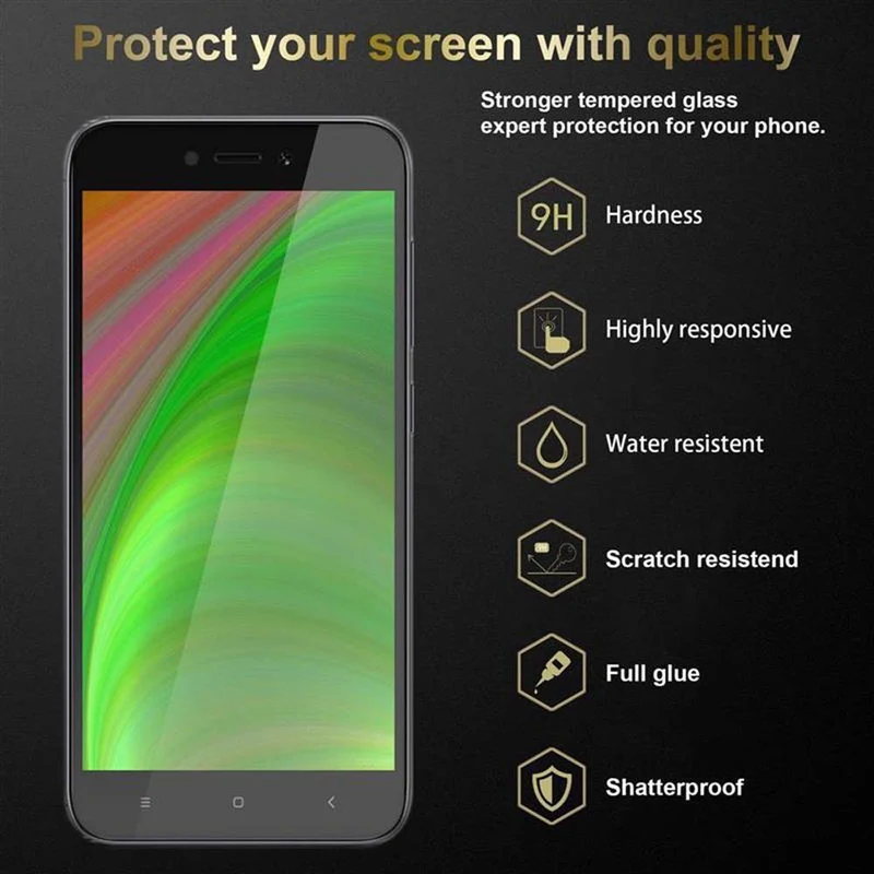 Cadorabo Vollbild Panzer Folie kompatibel mit Xiaomi RedMi 5A - Schutzfolie Gehärtetes (Tempered) Display-Schutzglas in 9H Härte mit 3D Touch