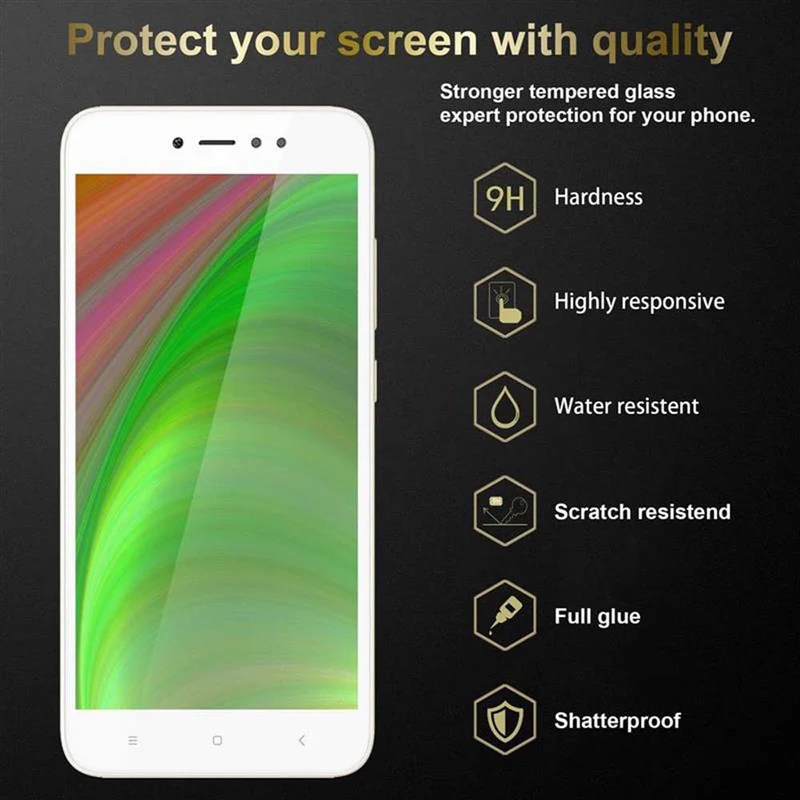 Cadorabo Vollbild Panzer Folie kompatibel mit Xiaomi RedMi NOTE 5A PRIME - Schutzfolie Gehärtetes (Tempered) Display-Schutzglas in 9H Härte mit 3D Touch