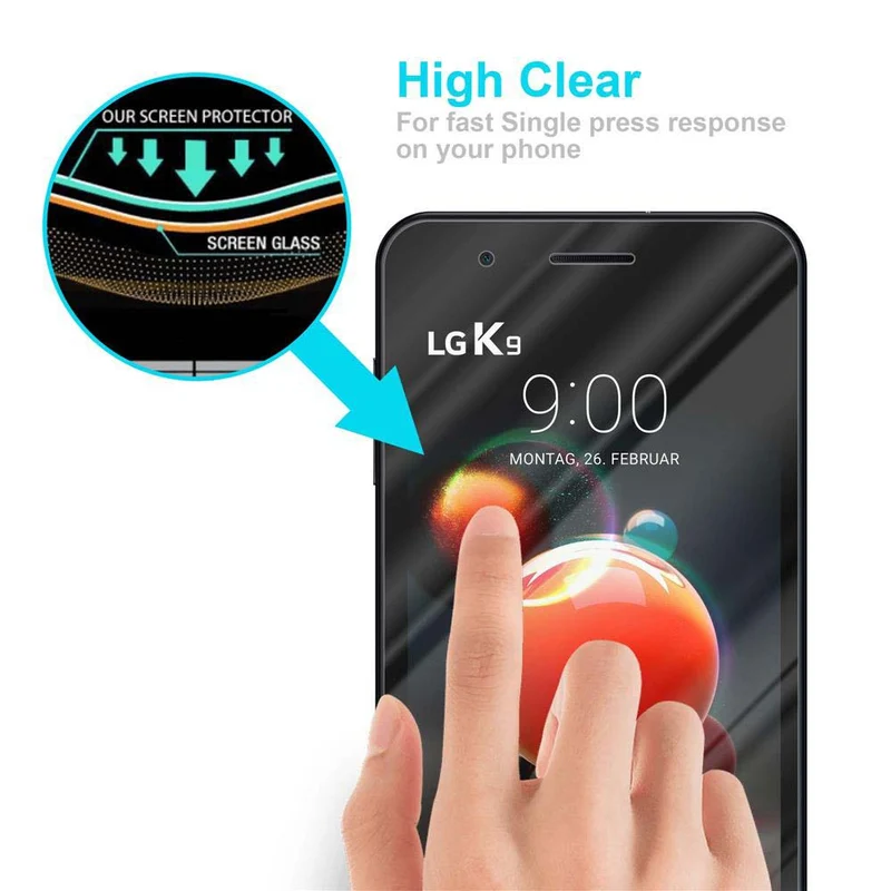 Cadorabo Panzer Folie kompatibel mit LG K8 2018 / K9 2018 - Schutzfolie Gehärtetes (Tempered) Display-Schutzglas in 9H Härte mit 3D Touch Kompatibilität