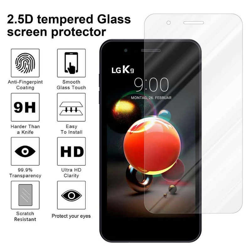 Cadorabo Panzer Folie kompatibel mit LG K8 2018 / K9 2018 - Schutzfolie Gehärtetes (Tempered) Display-Schutzglas in 9H Härte mit 3D Touch Kompatibilität