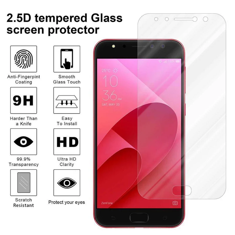 Cadorabo Panzer Folie kompatibel mit Asus ZenFone 4 Selfie PRO - Schutzfolie Gehärtetes (Tempered) Display-Schutzglas in 9H Härte mit 3D Touch Kompatibilität