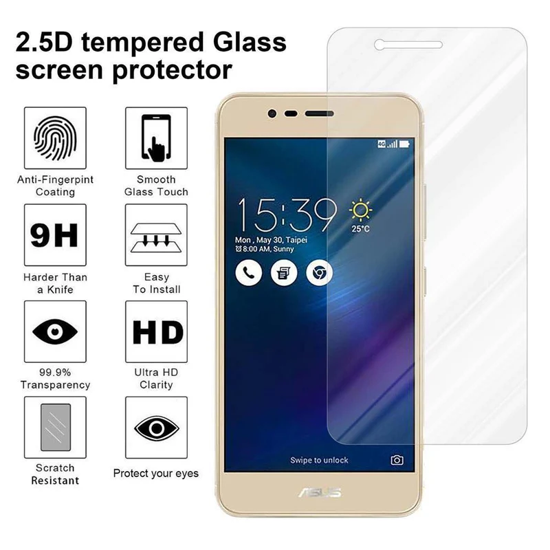 Cadorabo Panzer Folie kompatibel mit Asus ZenFone 3 MAX (5.2 Zoll) - Schutzfolie Gehärtetes (Tempered) Display-Schutzglas in 9H Härte mit 3D Touch Kompatibilität