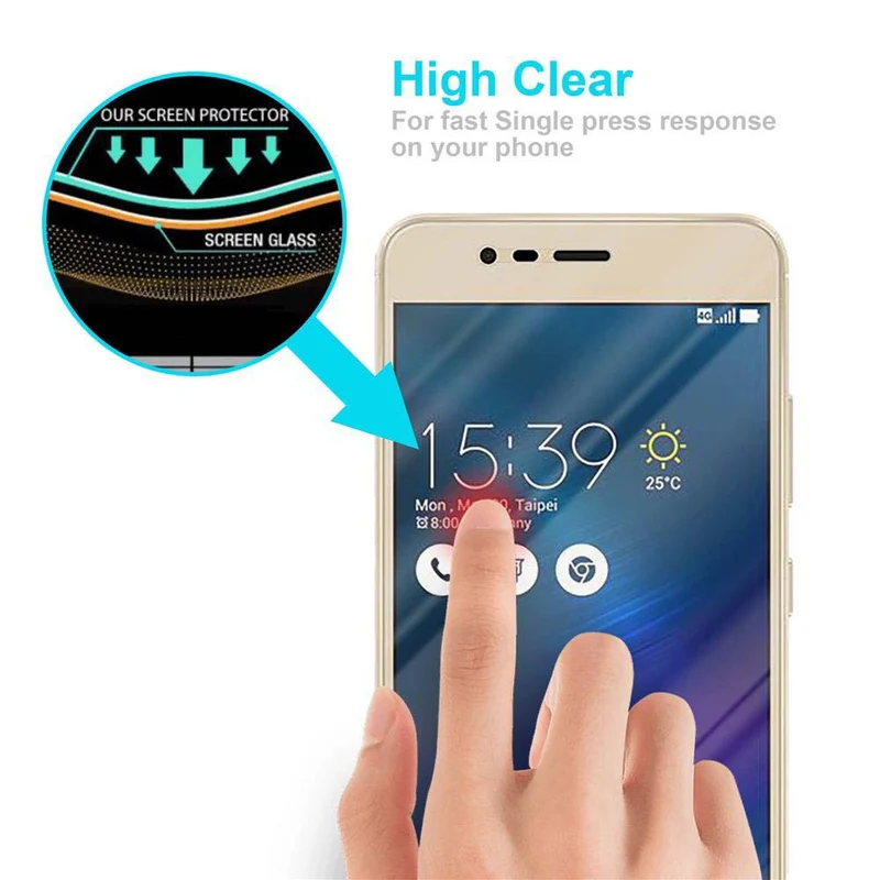 Cadorabo Panzer Folie kompatibel mit Asus ZenFone 3 MAX (5.2 Zoll) - Schutzfolie Gehärtetes (Tempered) Display-Schutzglas in 9H Härte mit 3D Touch Kompatibilität