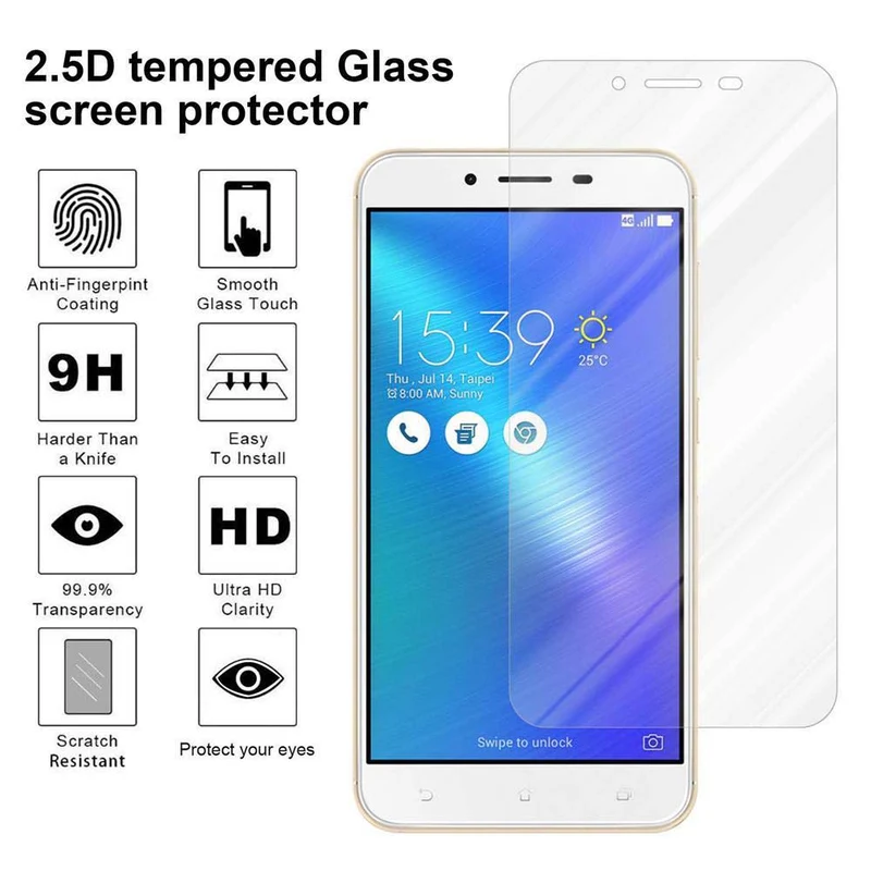 Cadorabo Panzer Folie kompatibel mit Asus ZenFone 3 MAX (5.5 Zoll) - Schutzfolie Gehärtetes (Tempered) Display-Schutzglas in 9H Härte mit 3D Touch Kompatibilität