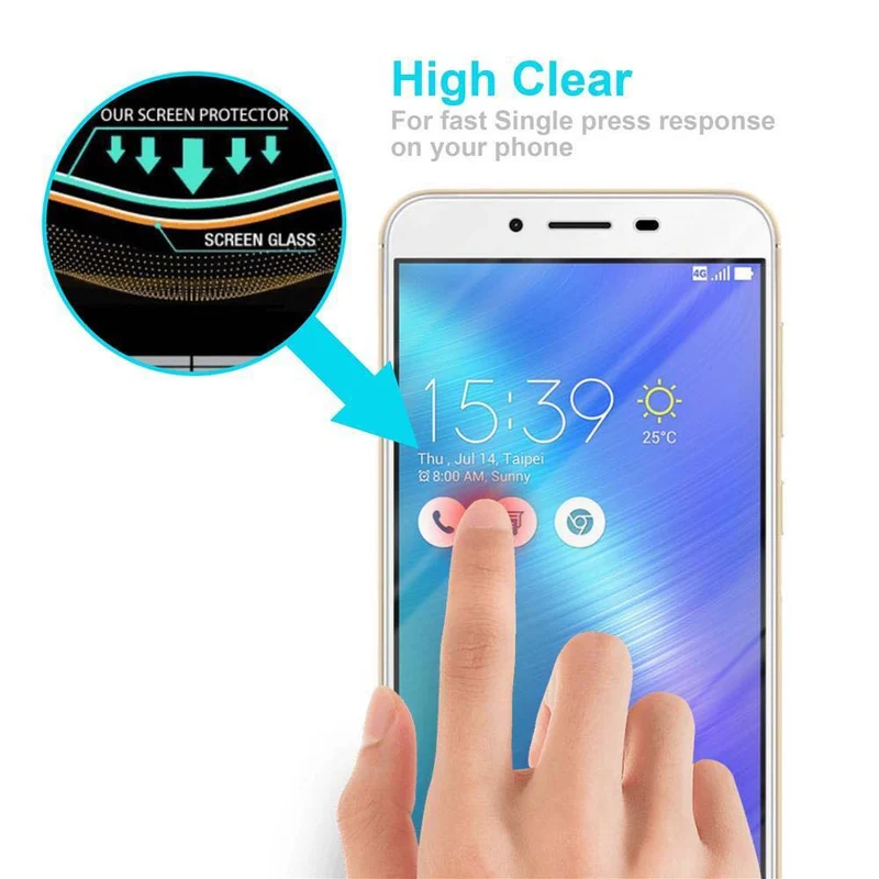 Cadorabo Panzer Folie kompatibel mit Asus ZenFone 3 MAX (5.5 Zoll) - Schutzfolie Gehärtetes (Tempered) Display-Schutzglas in 9H Härte mit 3D Touch Kompatibilität
