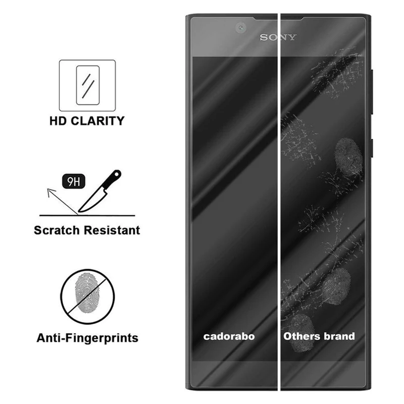 Cadorabo Panzer Folie kompatibel mit Sony Xperia L1 - Schutzfolie Gehärtetes (Tempered) Display-Schutzglas in 9H Härte mit 3D Touch Kompatibilität