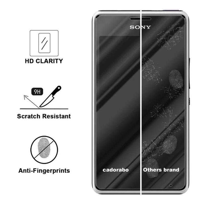 Cadorabo Panzer Folie kompatibel mit Sony Xperia E1 - Schutzfolie Gehärtetes (Tempered) Display-Schutzglas in 9H Härte mit 3D Touch Kompatibilität