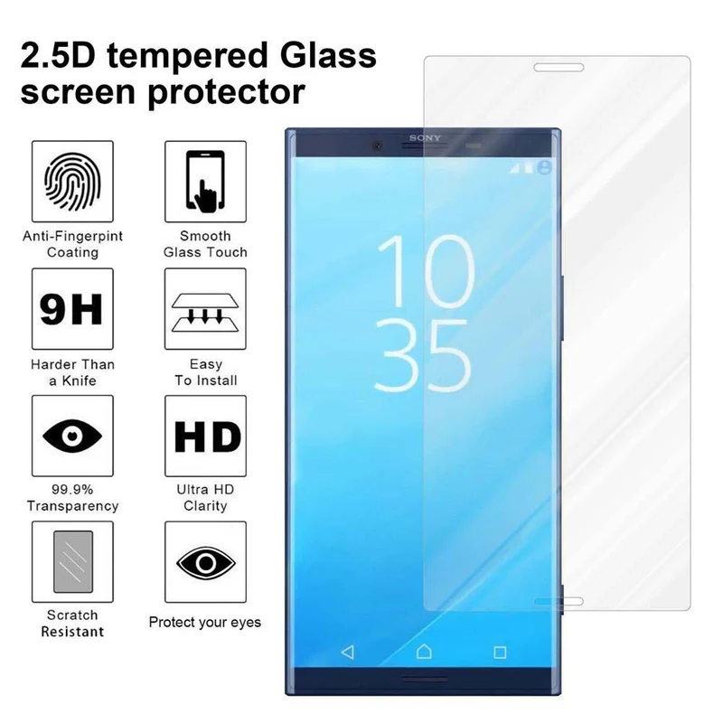 Cadorabo Panzer Folie kompatibel mit Sony Xperia XZ PRO - Schutzfolie Gehärtetes (Tempered) Display-Schutzglas in 9H Härte mit 3D Touch Kompatibilität