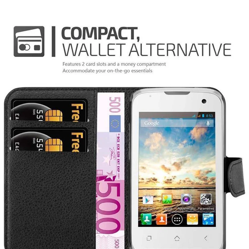 Cadorabo Hülle kompatibel mit WIKO CINK PLUS Schutzhülle mit Magnetverschluss, Standfunktion und Kartenfach