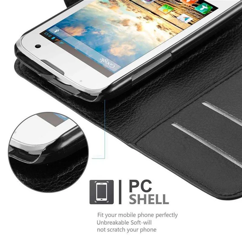 Cadorabo Hülle kompatibel mit WIKO CINK PLUS Schutzhülle mit Magnetverschluss, Standfunktion und Kartenfach