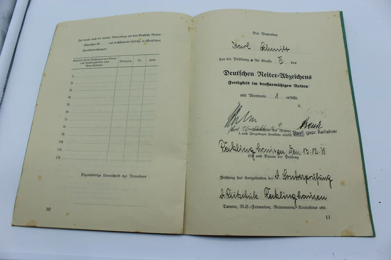 Urkunde „Das Deutsche Reiter-Abzeichen“.