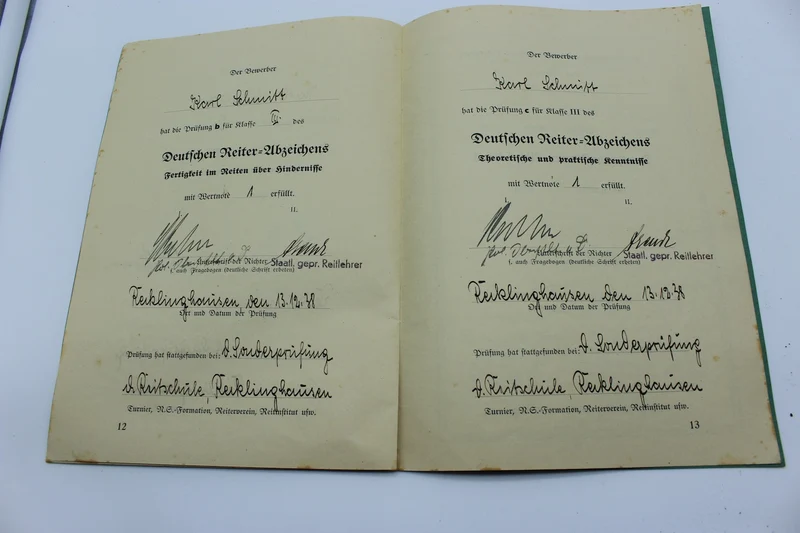 Urkunde „Das Deutsche Reiter-Abzeichen“.