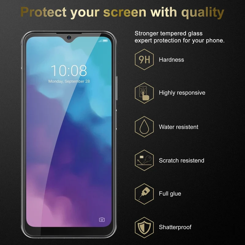 Cadorabo 3x Panzer Folie kompatibel mit ZTE Blade V30 Vita - Schutzfolie 3er Pack Gehärtetes (Tempered) Display-Schutzglas in 9H Härte mit 3D Touch Kompatibilität