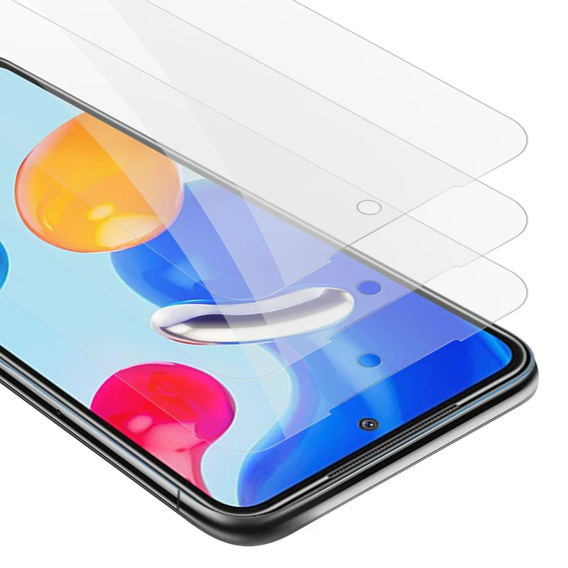 Cadorabo 3x Panzer Folie kompatibel mit Xiaomi RedMi NOTE 11 4G / 11S 4G - Schutzfolie 3er Pack Gehärtetes (Tempered) Display-Schutzglas in 9H Härte mit 3D Touch Kompatibilität