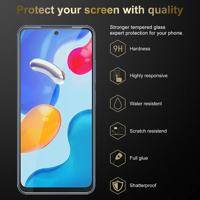 Cadorabo 3x Panzer Folie kompatibel mit Xiaomi RedMi NOTE 11 4G / 11S 4G - Schutzfolie 3er Pack Gehärtetes (Tempered) Display-Schutzglas in 9H Härte mit 3D Touch Kompatibilität
