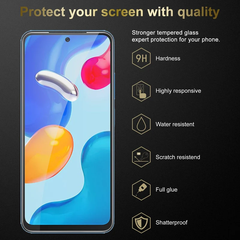 Cadorabo Panzer Folie kompatibel mit Xiaomi RedMi NOTE 11 4G / 11S 4G - Schutzfolie Gehärtetes (Tempered) Display-Schutzglas in 9H Härte mit 3D Touch Kompatibilität