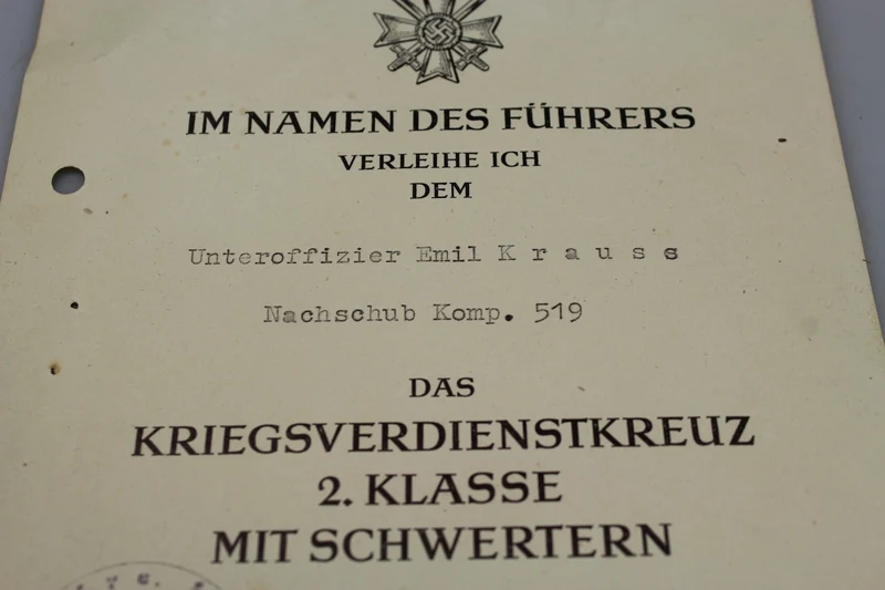 KVK-Urkunde mit Schwertern signiert Karl Rudolf Gerd von Rundstedt