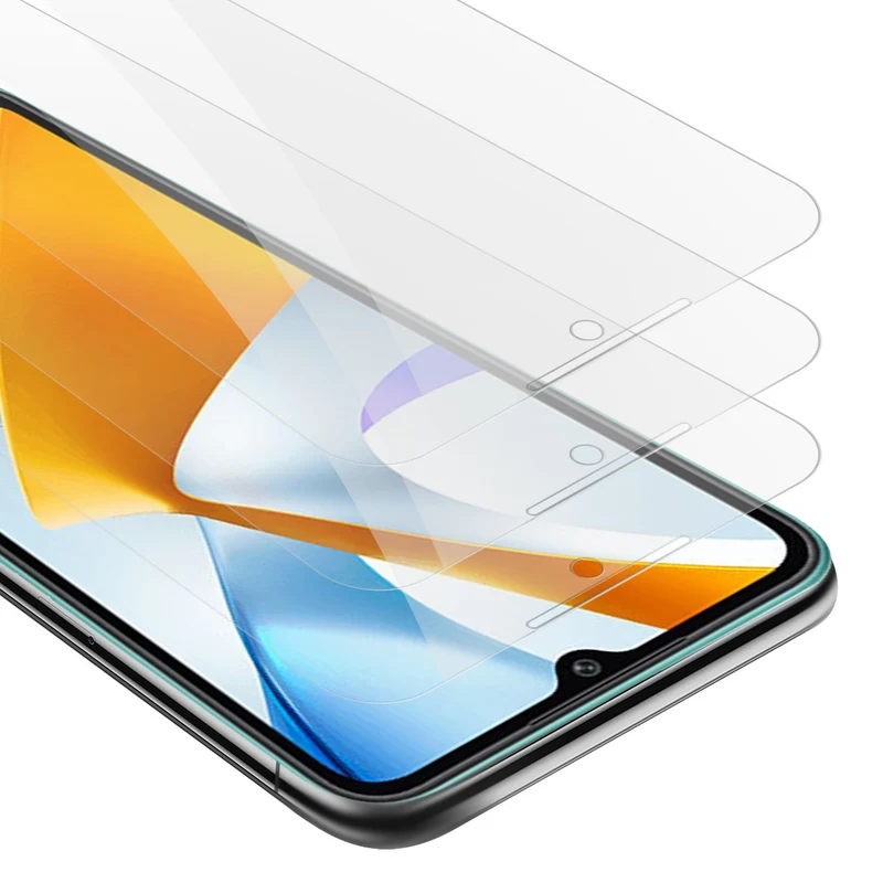 Cadorabo 3x Panzer Folie kompatibel mit Xiaomi RedMi 10C / POCO C40 - Schutzfolie 3er Pack Gehärtetes (Tempered) Display-Schutzglas in 9H Härte mit 3D Touch Kompatibilität