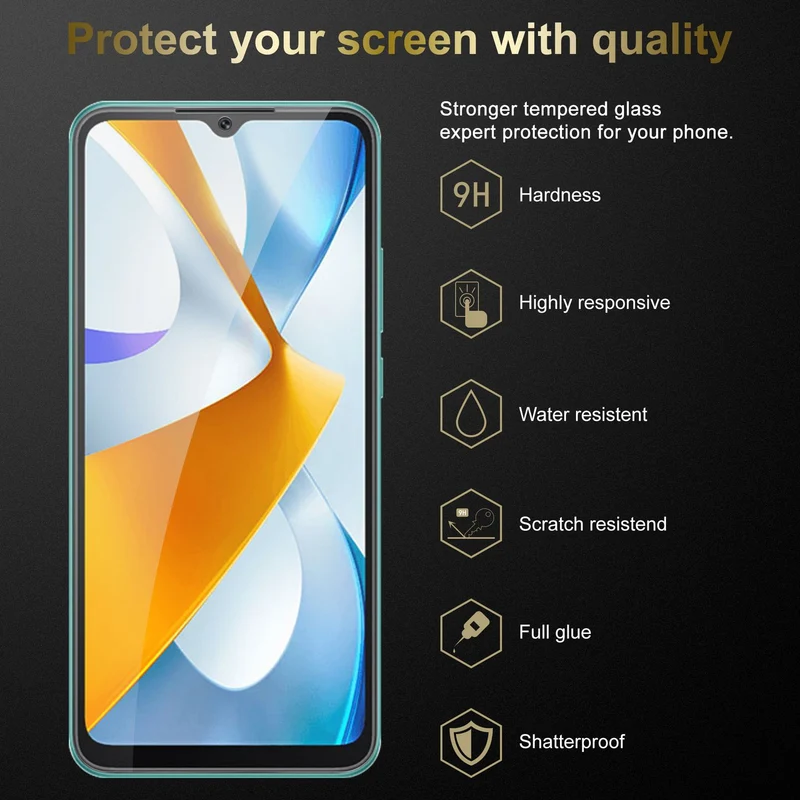 Cadorabo 3x Panzer Folie kompatibel mit Xiaomi RedMi 10C / POCO C40 - Schutzfolie 3er Pack Gehärtetes (Tempered) Display-Schutzglas in 9H Härte mit 3D Touch Kompatibilität