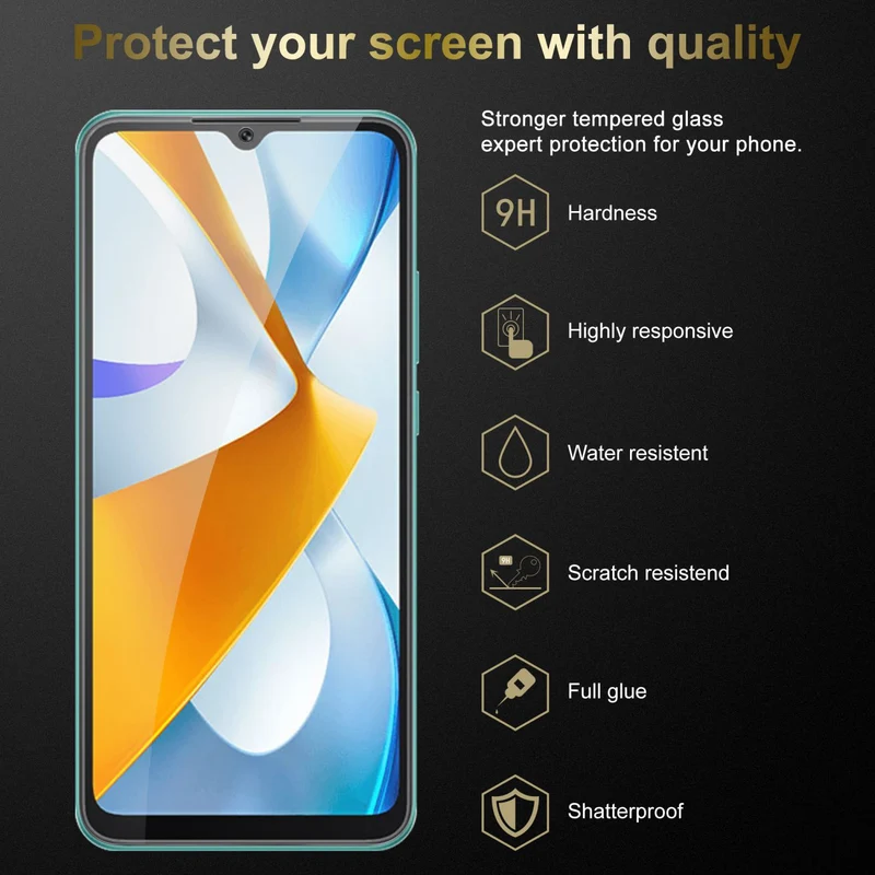 Cadorabo Panzer Folie kompatibel mit Xiaomi RedMi 10C / POCO C40 - Schutzfolie Gehärtetes (Tempered) Display-Schutzglas in 9H Härte mit 3D Touch Kompatibilität
