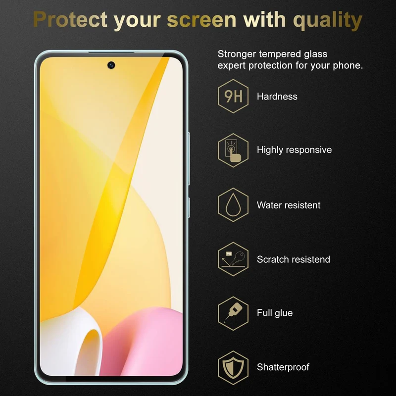 Cadorabo 3x Panzer Folie kompatibel mit Xiaomi 12 LITE - Schutzfolie 3er Pack Gehärtetes (Tempered) Display-Schutzglas in 9H Härte mit 3D Touch Kompatibilität