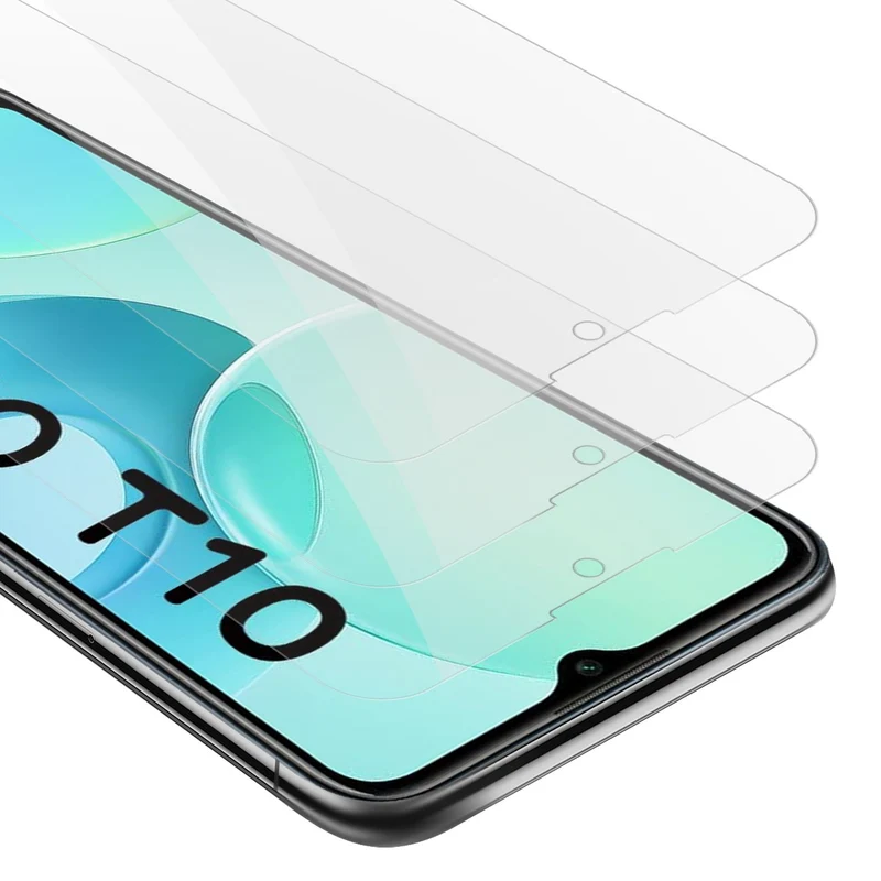 Cadorabo 3x Panzer Folie kompatibel mit WIKO T10 - Schutzfolie 3er Pack Gehärtetes (Tempered) Display-Schutzglas in 9H Härte mit 3D Touch Kompatibilität