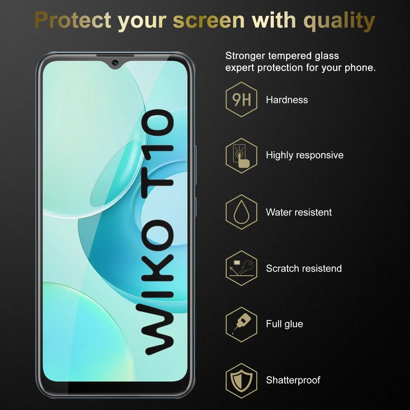Cadorabo Panzer Folie kompatibel mit WIKO T10 - Schutzfolie Gehärtetes (Tempered) Display-Schutzglas in 9H Härte mit 3D Touch Kompatibilität