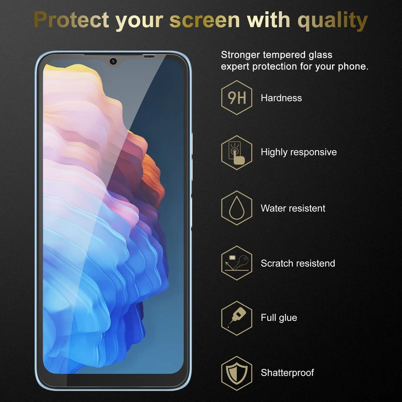 Cadorabo 3x Panzer Folie kompatibel mit Umidigi C1 / C1 MAX - Schutzfolie 3er Pack Gehärtetes (Tempered) Display-Schutzglas in 9H Härte mit 3D Touch Kompatibilität
