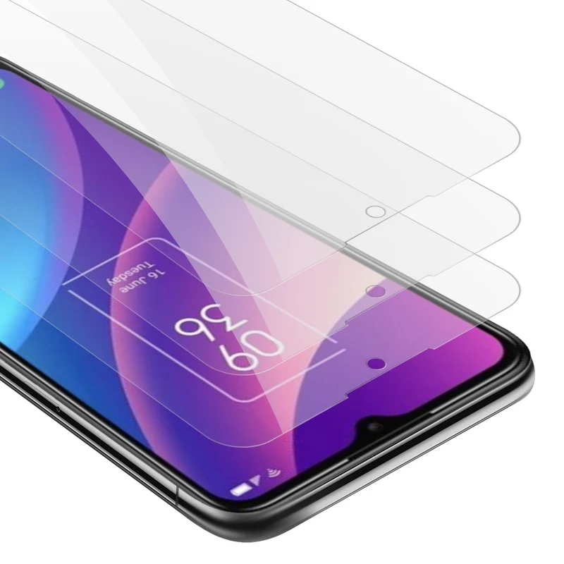 Cadorabo 3x Panzer Folie kompatibel mit TCL 30E / 30SE / 305 - Schutzfolie 3er Pack Gehärtetes (Tempered) Display-Schutzglas in 9H Härte mit 3D Touch Kompatibilität