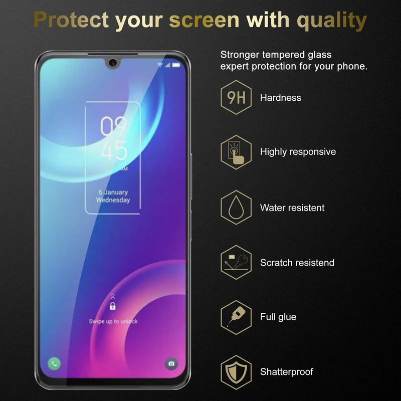 Cadorabo 3x Panzer Folie kompatibel mit TCL 30 (4G / 5G) / 30+ - Schutzfolie 3er Pack Gehärtetes (Tempered) Display-Schutzglas in 9H Härte mit 3D Touch Kompatibilität