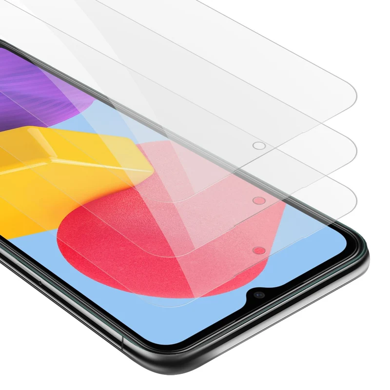 Cadorabo 3x Panzer Folie kompatibel mit Samsung Galaxy M13 4G - Schutzfolie 3er Pack Gehärtetes (Tempered) Display-Schutzglas in 9H Härte mit 3D Touch Kompatibilität