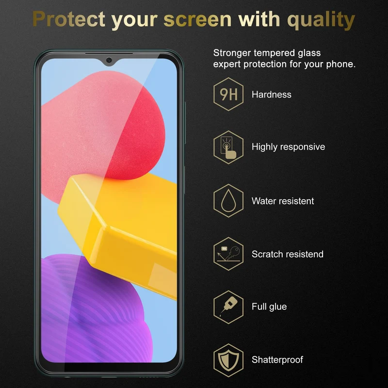 Cadorabo 3x Panzer Folie kompatibel mit Samsung Galaxy M13 4G - Schutzfolie 3er Pack Gehärtetes (Tempered) Display-Schutzglas in 9H Härte mit 3D Touch Kompatibilität
