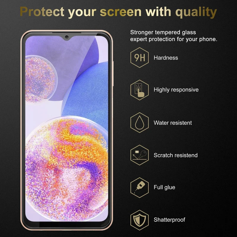 Cadorabo 3x Panzer Folie kompatibel mit Samsung Galaxy A23 4G / 5G - Schutzfolie 3er Pack Gehärtetes (Tempered) Display-Schutzglas in 9H Härte mit 3D Touch Kompatibilität