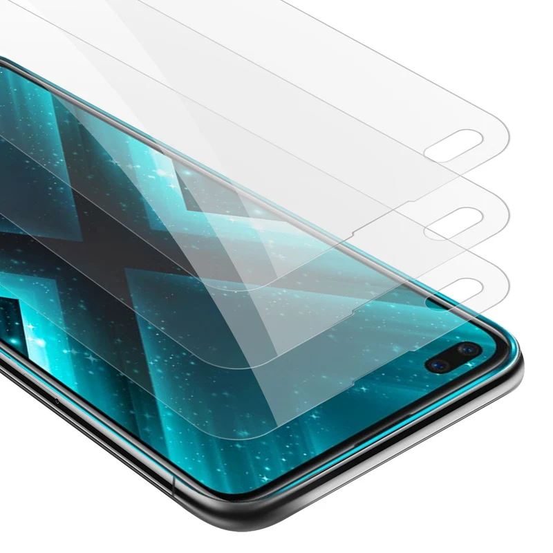 Cadorabo 3x Panzer Folie kompatibel mit Realme X3 / X3 SuperZoom / X50 5G - Schutzfolie 3er Pack Gehärtetes (Tempered) Display-Schutzglas in 9H Härte mit 3D Touch Kompatibilität